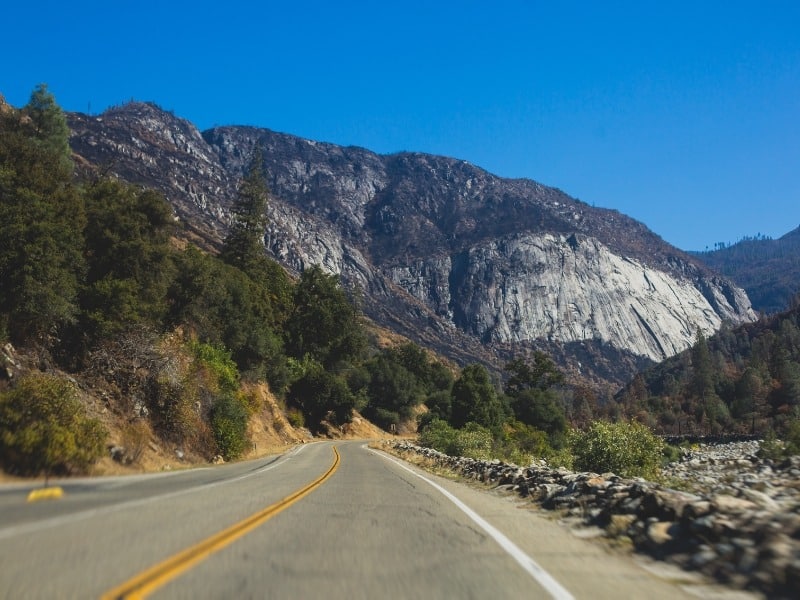 El portal entrance road to Yosemite.