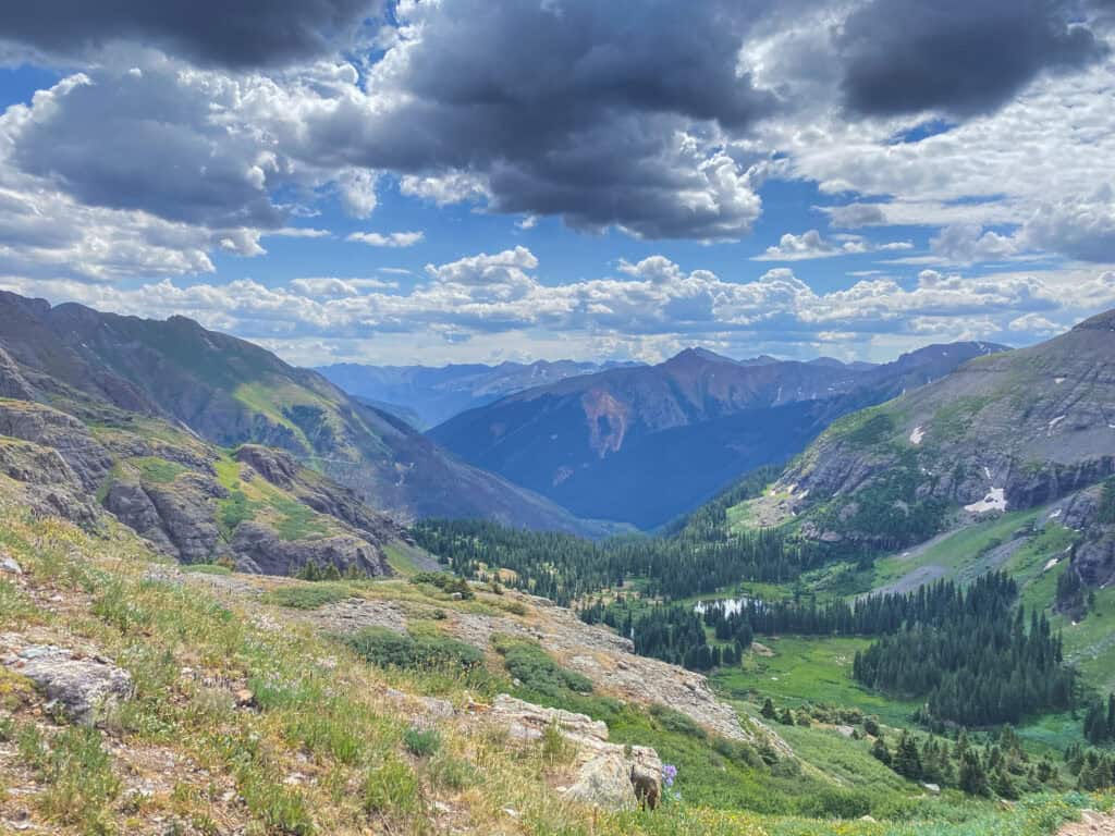 the San Juan Mountains from the final climb into the Upper Basin on the Ice Lakes Trail