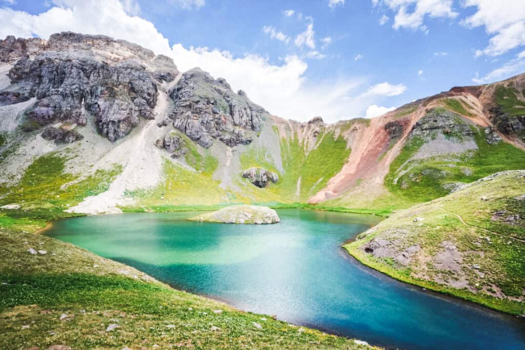 Island Lake in the Ice Lake Basin in Colorado
