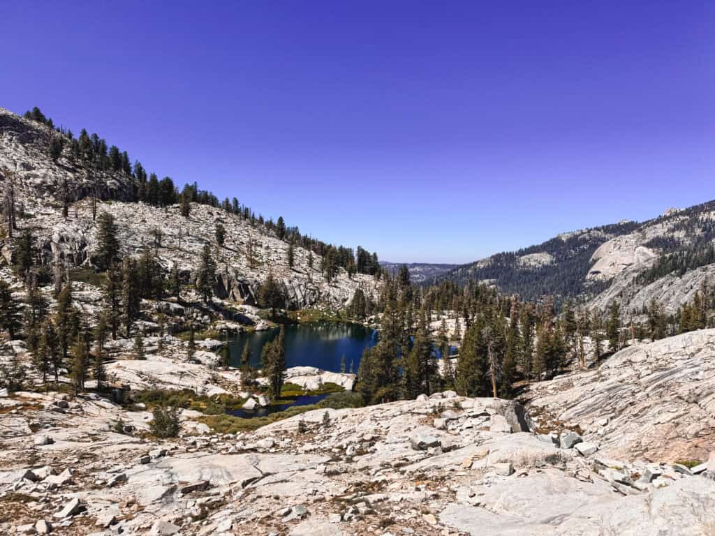 alpine lake on the lakes trail in Sequoia National Park