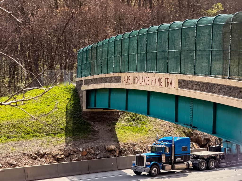the Interstate 70 bridge over the laurel highlands hiking trail