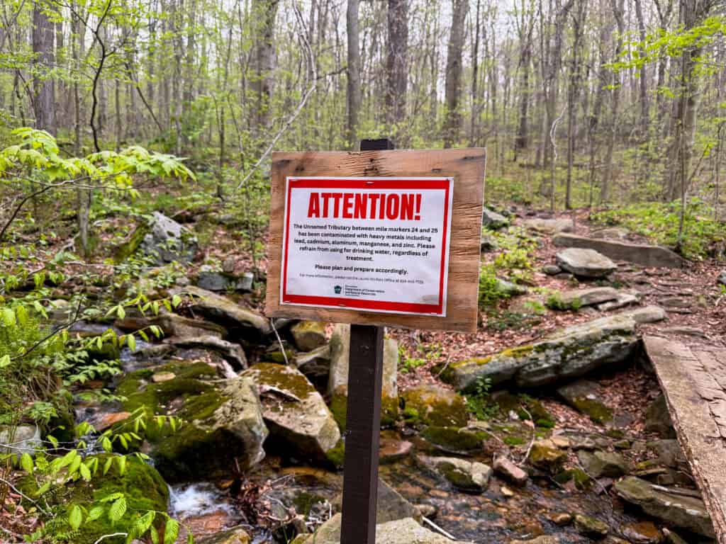 do not drink any water from contaminated sources along the trail, notably at miles 24 and 25.